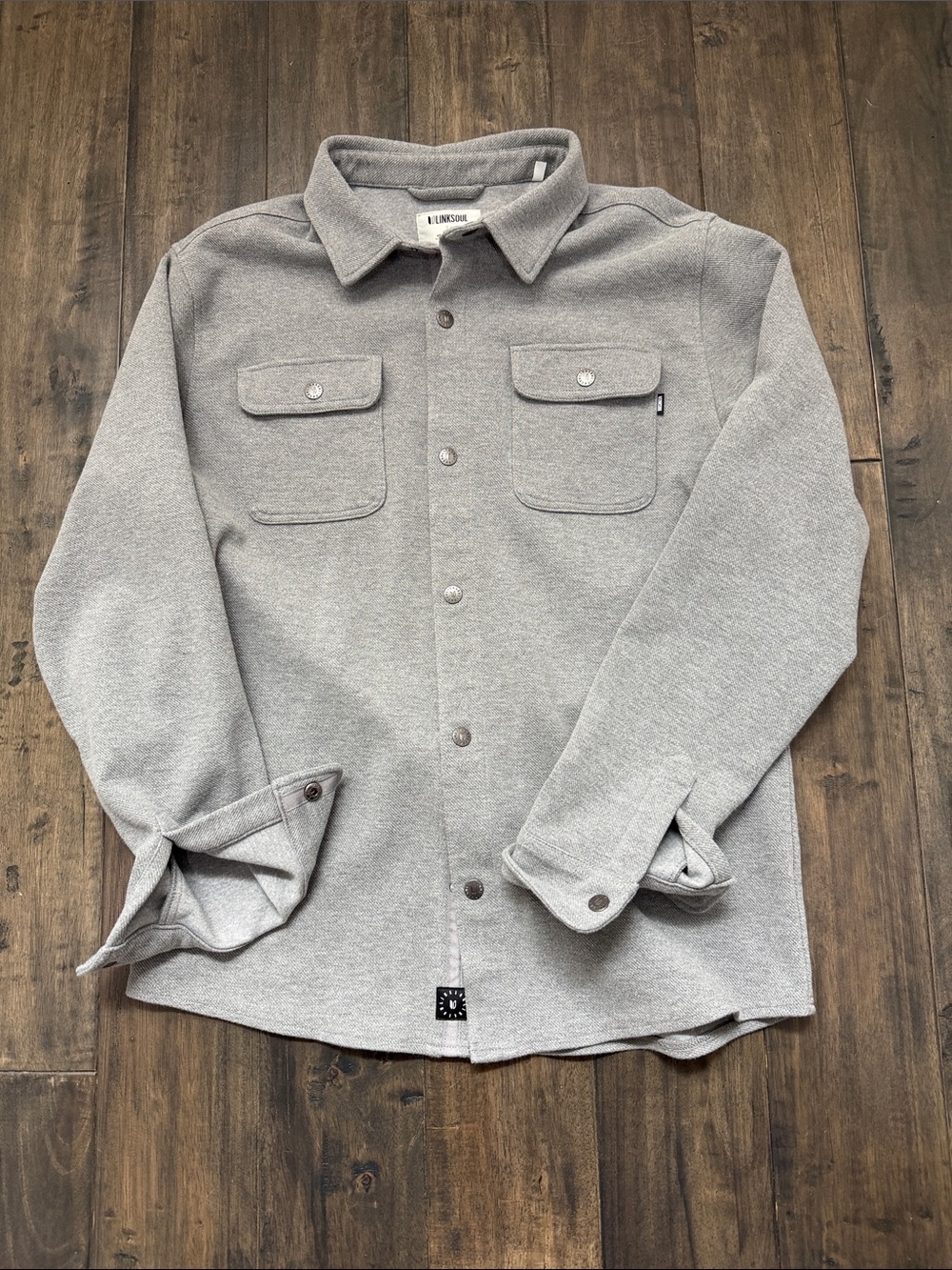 Linksoul Wyeth Shirt Jacket Gray Snap Front Men’s Large